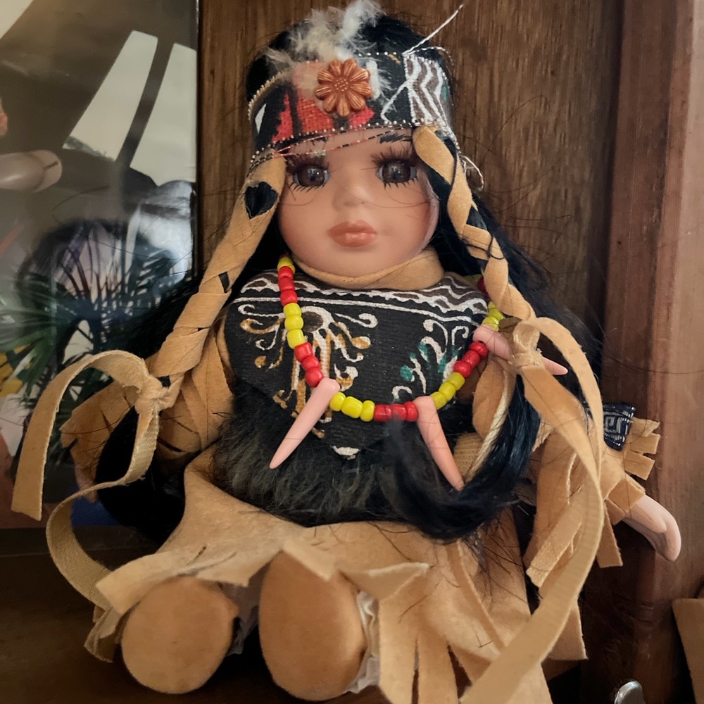 Colorful Beaded Doll with Black Hair